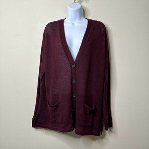 American Eagle Maroon Button Front Cardigan Women's Medium